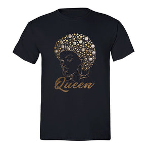 XtraFly Apparel Men&#39;s Tee Afro Lady Queen Gold Sequin Rhinestone Fashionista Sexy African Rasta Rastafari Cornrows Jamaican Crewneck T-shirt