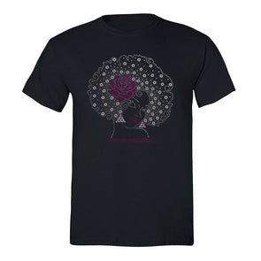 XtraFly Apparel Men&#39;s Tee Afro Lady Pink Rose Sequin Rhinestone Fashionista Sexy African Rasta Rastafari Jamaican Party DJ Crewneck T-shirt