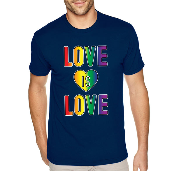 XtraFly Apparel Men&#39;s Tee Love is Love LGBTQ Queer Gay AF Pride Flag Rainbow Bisexual Lesbian Pansexual Transgender Ally Crewneck T-shirt