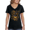 XtraFly Apparel Women&#39;s Glowing Lion Wild Animal Glow Jungle Zoo Wildlife Cat Safari Africa African Tiger V-neck T-shirt