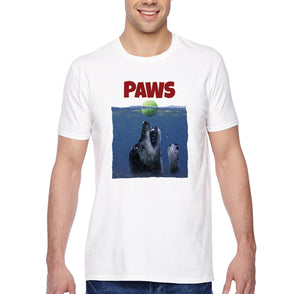 XtraFly Apparel Men&#39;s Tee Paws Dog Swim Swimming Jaws Animal Puppy Pet Ocean Sea Great White Shark Tiger Fish Fishing Beach Crewneck T-shirt