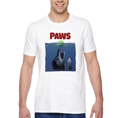 XtraFly Apparel Men&#39;s Tee Paws Dog Swim Swimming Jaws Animal Puppy Pet Ocean Sea Great White Shark Tiger Fish Fishing Beach Crewneck T-shirt