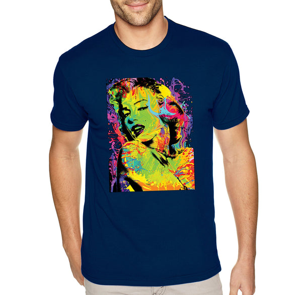 XtraFly Apparel Men&#39;s Tee Neon Marilyn Monroe Sexy Pin Up Vintage Blonde Bombshell Beauty Tie Dye Crewneck T-shirt