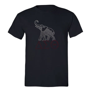 XtraFly Apparel Men&#39;s Tee Alpha Omega Theta Elephant Sequin Rhinestone Animal Greek Life Beta Sorority Fraternity Frat DJ Crewneck T-shirt