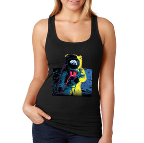 XtraFly Apparel Women&#39;s Colorful Astronaut Neon Space Galaxy Moon Spaceman Mars UFO Alien Rocket Ship Racerback