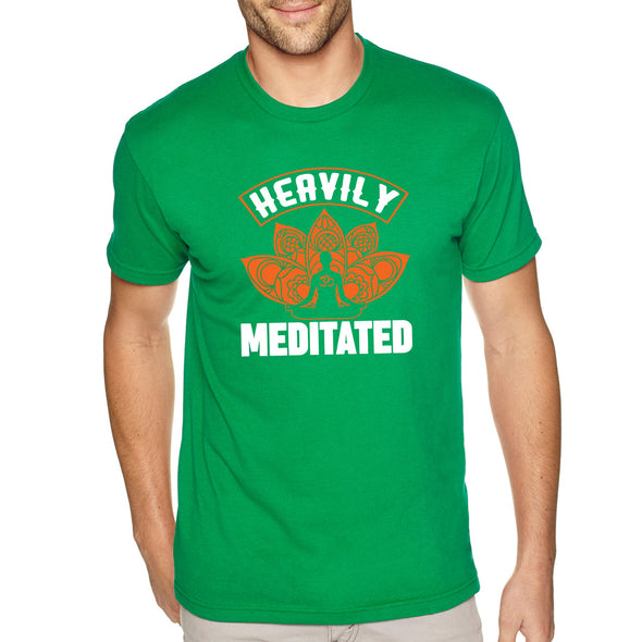 XtraFly Apparel Men&#39;s Tee Heavily Meditated Om Aum Lotus Flower Yoga Buddha Mediation Mindfulness Namaste Zen Soul Nirvana Crewneck T-shirt