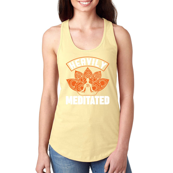 XtraFly Apparel Women&#39;s Heavily Meditated Om Aum Lotus Flower Yoga Buddha Mediation Mindfulness Namaste Zen Breathe Soul Nirvana Racerback