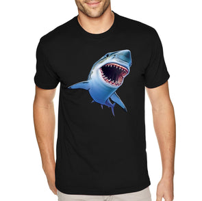 XtraFly Apparel Men&#39;s Tee Sharky Great White Shark Swim Swimming Fish Fishing Diving Boating Beach Mako Blue Tiger Bull Sea Crewneck T-shirt