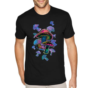 XtraFly Apparel Men&#39;s Tee Colorful Mushrooms Rave Dance Hippie MD Music Festival Desert Nature Plants Forest Portal Party Crewneck T-shirt