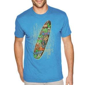 XtraFly Apparel Men&#39;s Tee Beach Surfboard Surf&#39;s Up Surfer Surfing Tiki Hawaii Tropical Vacation Summer Flamingo Palm Trees Crewneck T-shirt