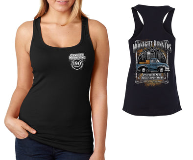 XtraFly Apparel Women&#39;s Midnight Runners Moonshine Moonshiners Popcorn Shine Country Whiskey Prohibition Brewery Drinking Beer Racerback