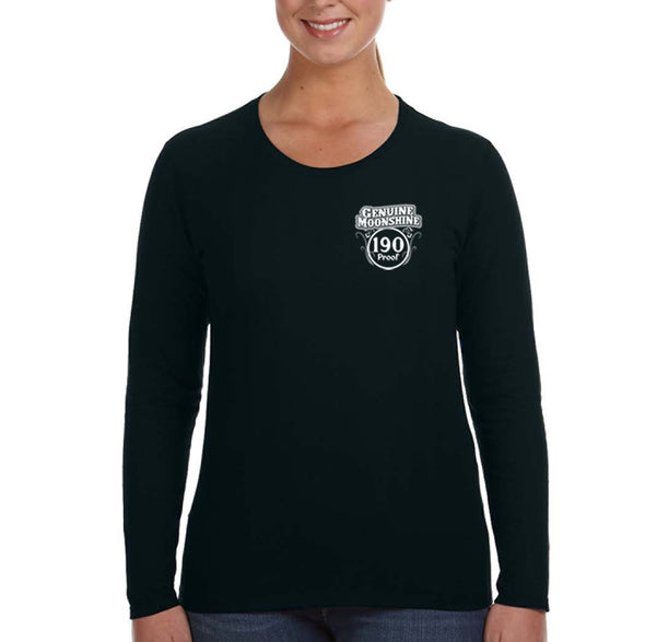 XtraFly Apparel Women&#39;s Midnight Runners Moonshine Moonshiners Popcorn Shine Country Whiskey Prohibition Brewery Beer Long Sleeve T-Shirt