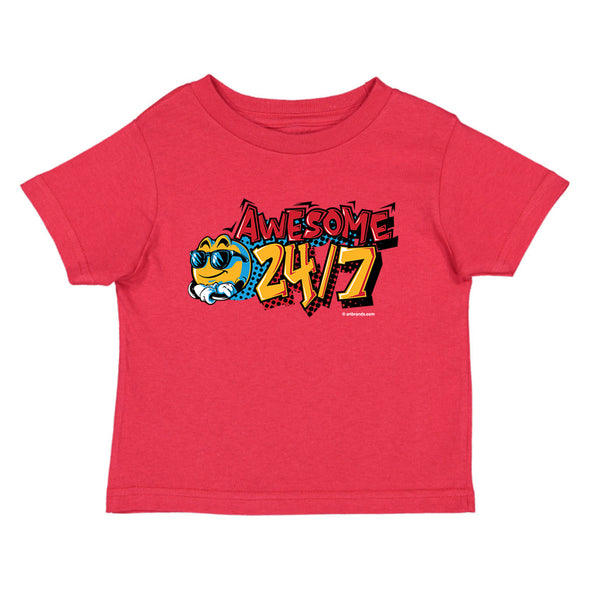 XtraFly Apparel Youth Toddler Awesome 24/7 Kids Birthday Gift Baby Soft Fun Daughter Son Party Boy Girl Children Clothes Crewneck T-Shirt