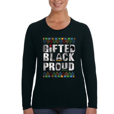 XtraFly Apparel Women&#39;s Gifted Black Proud BLM Lives Matter Beautiful Pride Africa Heritage African American Afro Rasta Long Sleeve T-Shirt