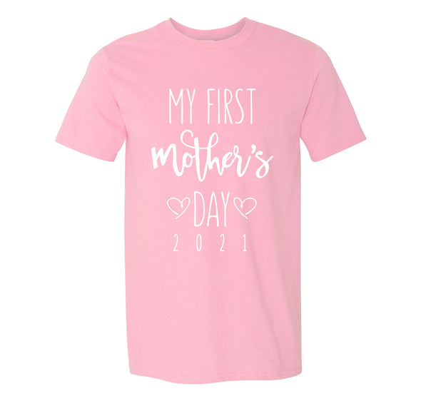 XtraFly Apparel Men&#39;s My First Mother&#39;s Day 2021 Motherhood Proud Momma Madre Mommy Grandma Grandmother Nana Mama Granny Crewneck T-shirt