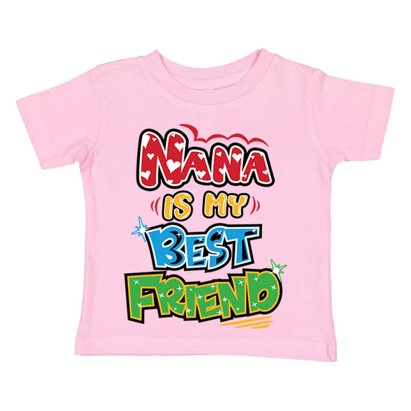 XtraFly Apparel Youth Toddler Nana Is My Best Friend Grandma Grandmother Kids Birthday Baby Soft Fun Daughter Son Boy Girl Crewneck T-Shirt