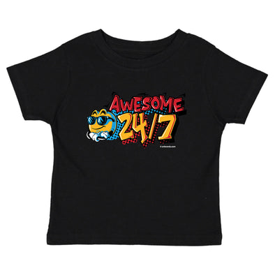 XtraFly Apparel Youth Toddler Awesome 24/7 Kids Birthday Gift Baby Soft Fun Daughter Son Party Boy Girl Children Clothes Crewneck T-Shirt