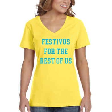 XtraFly Apparel Women&#39;s Festivus For Rest Of Us Jerry Seinfeld Stiller Secular Holiday Merry Christmas Party Ugly Xmas Santa V-neck T-shirt