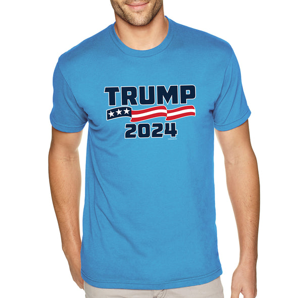 XtraFly Apparel Men&#39;s Tee Trump 2024 Donald Presidential Election Political President USA American Flag Voting Politics Crewneck T-shirt