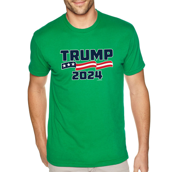 XtraFly Apparel Men&#39;s Tee Trump 2024 Donald Presidential Election Political President USA American Flag Voting Politics Crewneck T-shirt