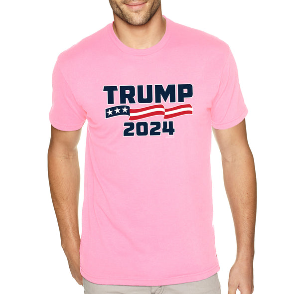 XtraFly Apparel Men&#39;s Tee Trump 2024 Donald Presidential Election Political President USA American Flag Voting Politics Crewneck T-shirt