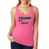 XtraFly Apparel Women&#39;s Trump 2024 Donald Presidential Election Political President USA American Flag Vote Voting America Politics Racerback