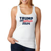 XtraFly Apparel Women&#39;s Trump 2024 Donald Presidential Election Political President USA American Flag Vote Voting America Politics Racerback