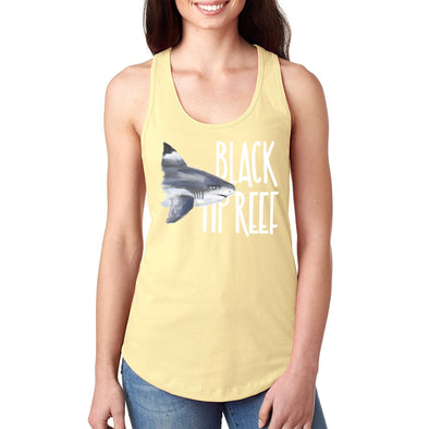 XtraFly Apparel Women&#39;s Black Tip Reef Shark Swimming Fish Fishing Ocean Sea Fisherman Diving Boating Saltwater Beach Racerback