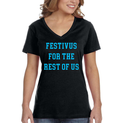 XtraFly Apparel Women&#39;s Festivus For Rest Of Us Jerry Seinfeld Stiller Secular Holiday Merry Christmas Party Ugly Xmas Santa V-neck T-shirt