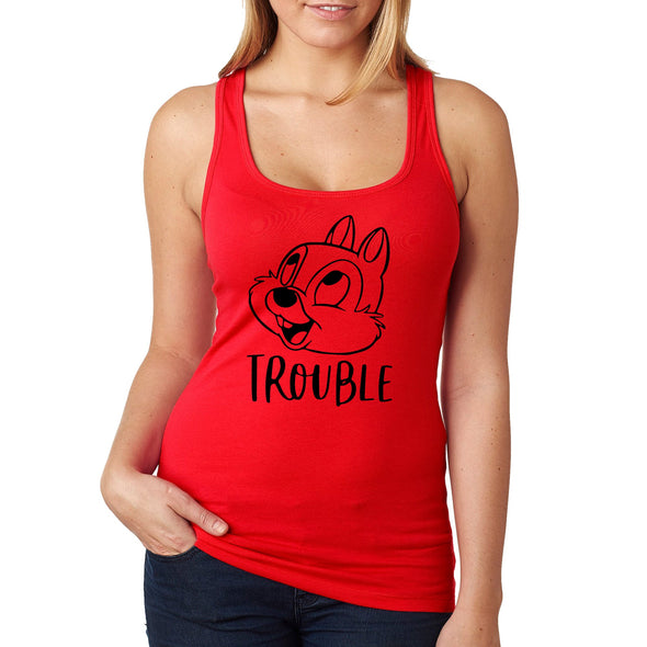 XtraFly Apparel Women's Trouble Chipmunk Matching Family Vacation Magical Daughter Sister Mom Kingdom Castle Son Magic Dad Grandma Racerback