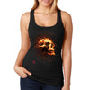 XtraFly Apparel Women's Fire Skull Flames Flaming Skeleton Biker Rider Motorcycle Undead Grim Reaper Underworld Demon Devil Gothic Racerback