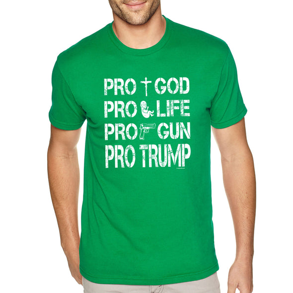 XtraFly Apparel Men's Tee Pros Trump 2024 God Life Gun Religious 2nd Amendment American Flag Pride Patriot Republican MAGA Crewneck T-shirt