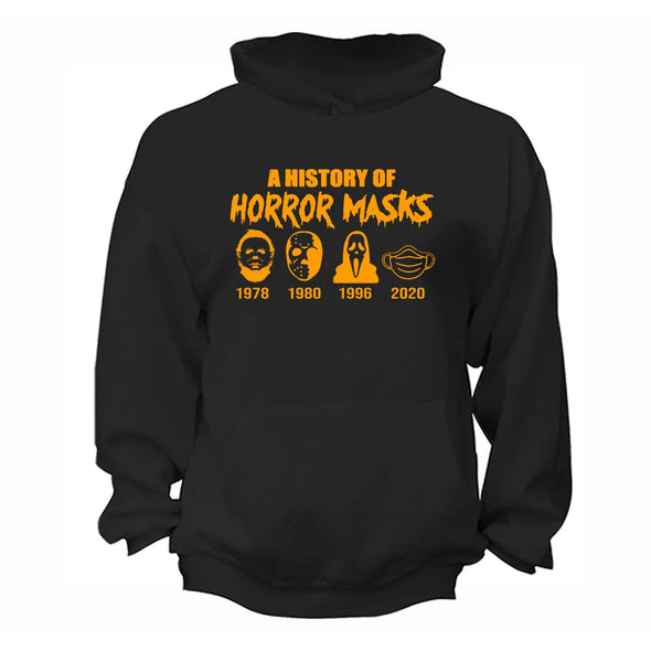 XtraFly Apparel Men Women's History of Horror Masks Social Distance Distancing Halloween Costume Pumpkin Trick Treat Ghost Horror Boo Hoodie