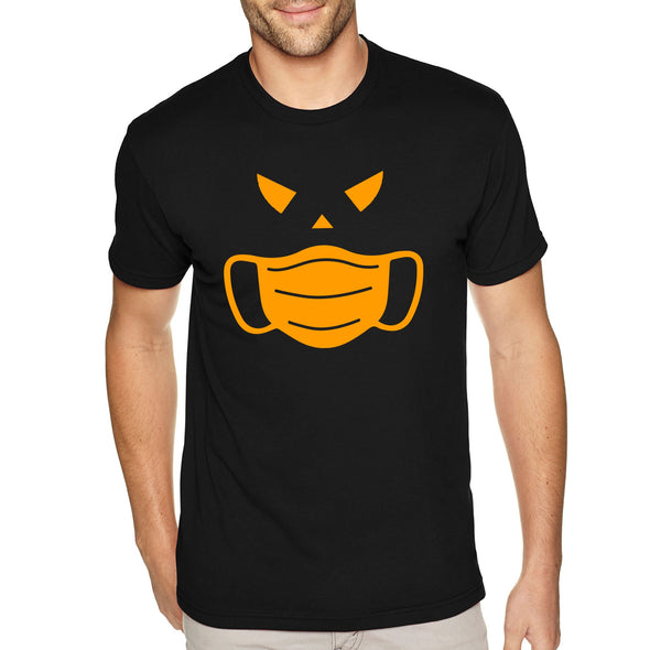 XtraFly Apparel Men's Tee Jack O Lantern Mask Pumpkin Spice Social Distance Distancing Halloween Costume Trick Treat Ghost Crewneck T-shirt