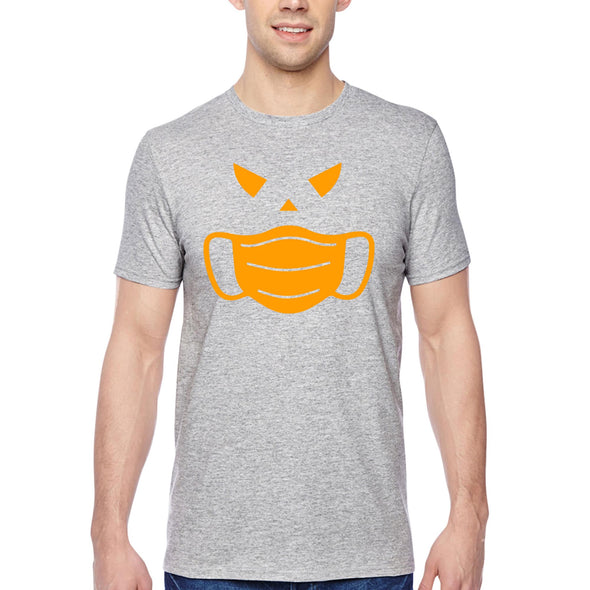 XtraFly Apparel Men's Tee Jack O Lantern Mask Pumpkin Spice Social Distance Distancing Halloween Costume Trick Treat Ghost Crewneck T-shirt