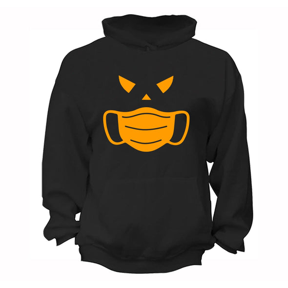 XtraFly Apparel Men Women's Jack O Lantern Mask Pumpkin Spice Social Distance Distancing Halloween Costume Trick Treat Ghost Boo Bats Hoodie