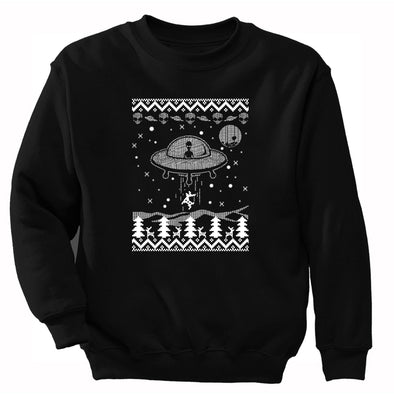 XtraFly Apparel Men Women's Alien Abducting Reindeer Glow Dark Christmas Sweater UFO Alien Space Galaxy Mars Rocket Xmas Holiday Sweatshirt